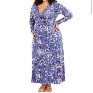 Motherhood maternity dress size Large, color blue/purple with pink flowers